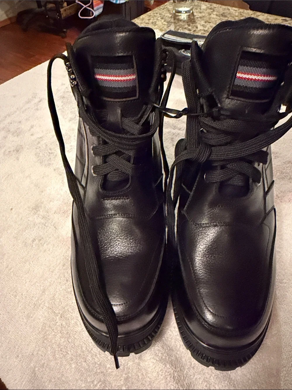 Caldem elevator Men's Black Leather Lace-Up Work Boots